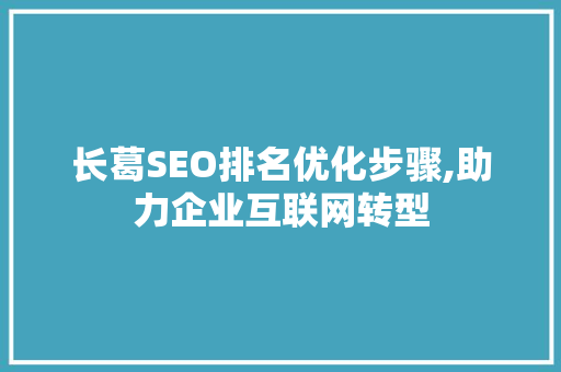 长葛SEO排名优化步骤,助力企业互联网转型 必应SEO
