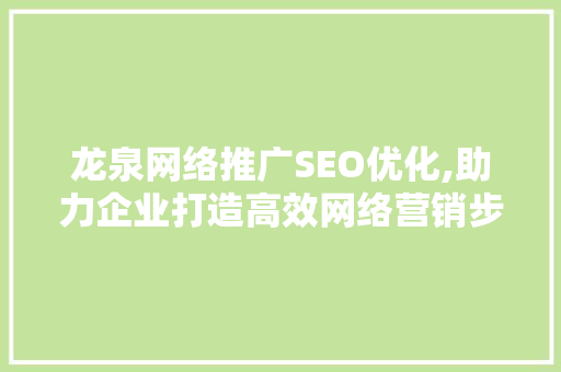 龙泉网络推广SEO优化,助力企业打造高效网络营销步骤 百度SEO