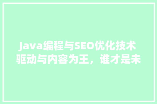 Java编程与SEO优化技术驱动与内容为王，谁才是未来发展的关键 搜狗SEO