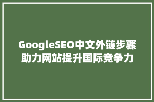 GoogleSEO中文外链步骤助力网站提升国际竞争力 神马SEO