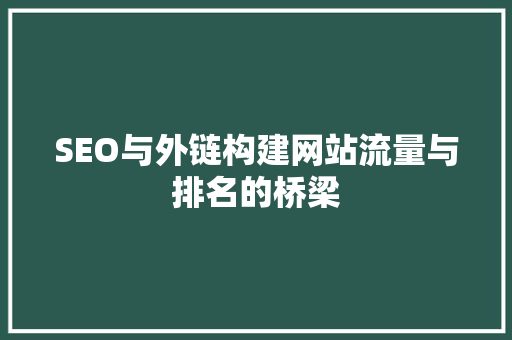 SEO与外链构建网站流量与排名的桥梁