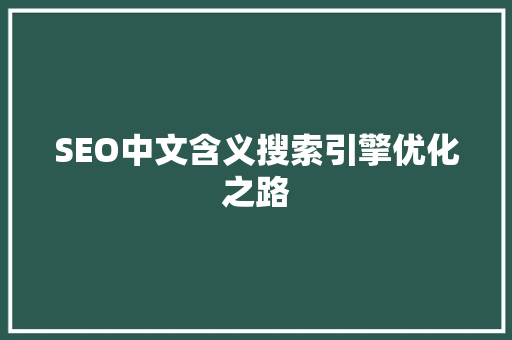 SEO中文含义搜索引擎优化之路 SEO关键词