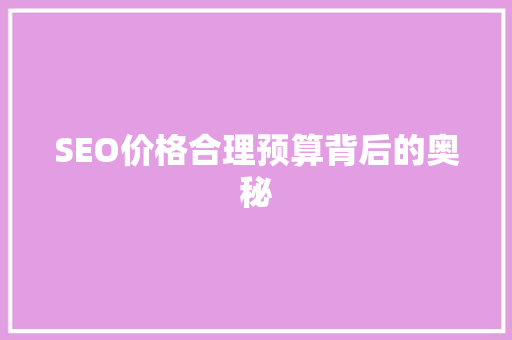 SEO价格合理预算背后的奥秘 必应SEO