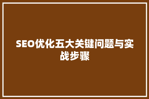 SEO优化五大关键问题与实战步骤 网站建设公司