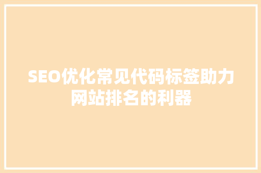 SEO优化常见代码标签助力网站排名的利器