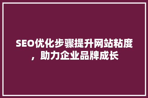 SEO优化步骤提升网站粘度，助力企业品牌成长 网站建设公司