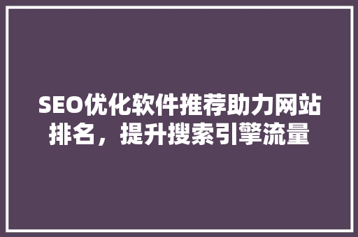 SEO优化软件推荐助力网站排名，提升搜索引擎流量
