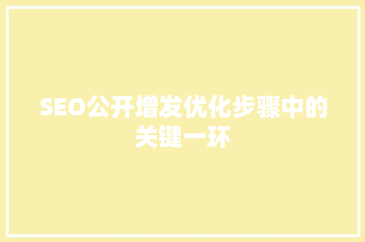 SEO公开增发优化步骤中的关键一环 SEO关键词