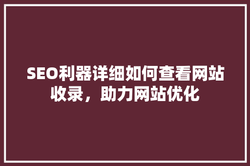 SEO利器详细如何查看网站收录，助力网站优化 神马SEO