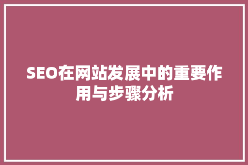 SEO在网站发展中的重要作用与步骤分析 SEO关键词