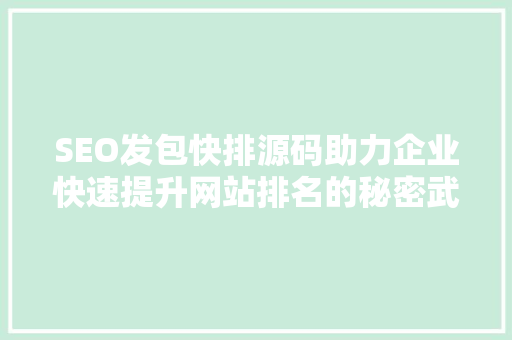 SEO发包快排源码助力企业快速提升网站排名的秘密武器 必应SEO