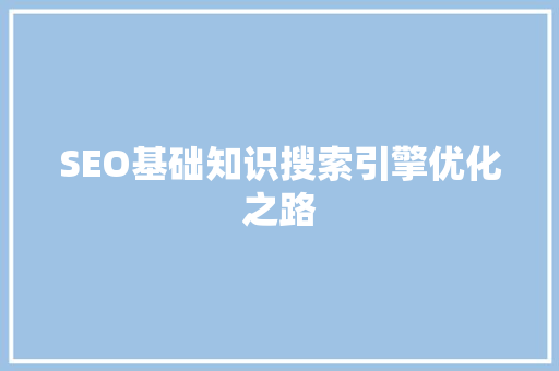 SEO基础知识搜索引擎优化之路