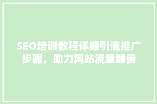 SEO培训教程详细引流推广步骤，助力网站流量翻倍 百度SEO