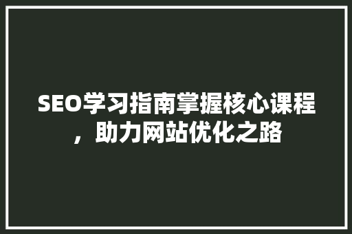 SEO学习指南掌握核心课程，助力网站优化之路 必应SEO