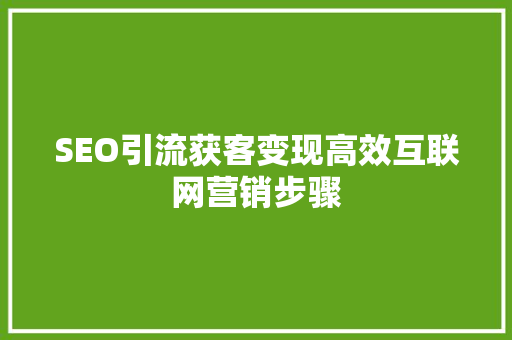 SEO引流获客变现高效互联网营销步骤 必应SEO