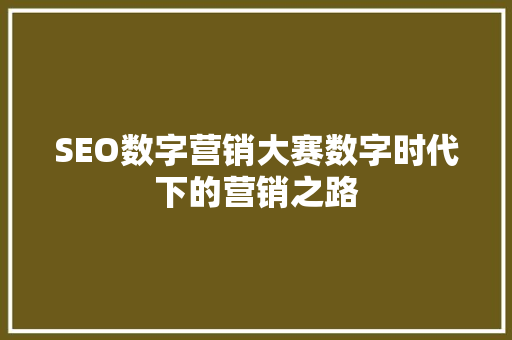 SEO数字营销大赛数字时代下的营销之路 SEO关键词