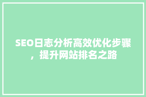 SEO日志分析高效优化步骤，提升网站排名之路 搜狗SEO