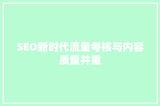 SEO新时代流量考核与内容质量并重 SEO关键词