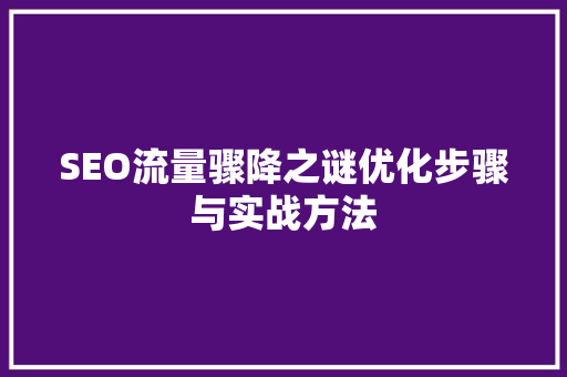 SEO流量骤降之谜优化步骤与实战方法