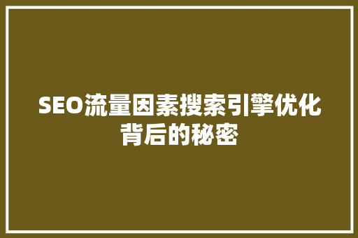 SEO流量因素搜索引擎优化背后的秘密 SEO关键词