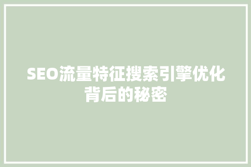 SEO流量特征搜索引擎优化背后的秘密 神马SEO