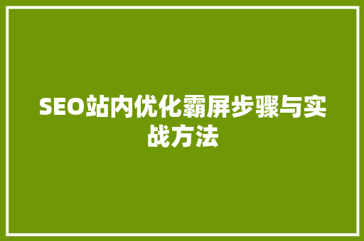SEO站内优化霸屏步骤与实战方法 SEO关键词