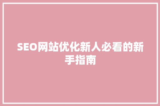 SEO网站优化新人必看的新手指南 SEO关键词