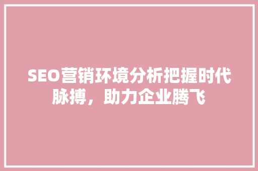 SEO营销环境分析把握时代脉搏，助力企业腾飞 网站建设公司