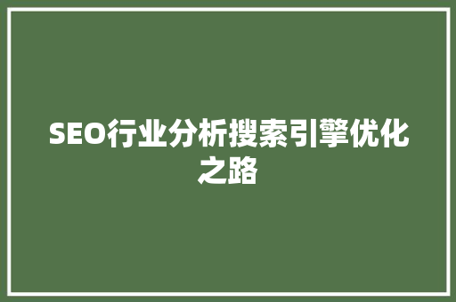 SEO行业分析搜索引擎优化之路