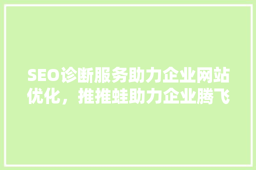 SEO诊断服务助力企业网站优化，推推蛙助力企业腾飞 SEO关键词