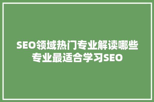 SEO领域热门专业解读哪些专业最适合学习SEO 神马SEO