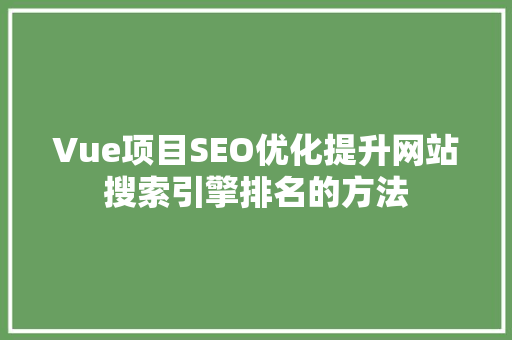Vue项目SEO优化提升网站搜索引擎排名的方法 必应SEO