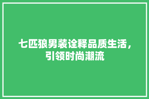 七匹狼男装诠释品质生活，引领时尚潮流 SEO关键词