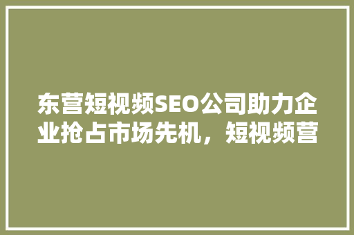 东营短视频SEO公司助力企业抢占市场先机，短视频营销之路 必应SEO