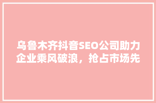 乌鲁木齐抖音SEO公司助力企业乘风破浪，抢占市场先机 网站建设公司