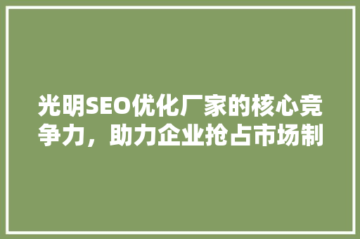 光明SEO优化厂家的核心竞争力，助力企业抢占市场制高点 网站建设公司