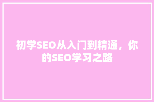 初学SEO从入门到精通，你的SEO学习之路
