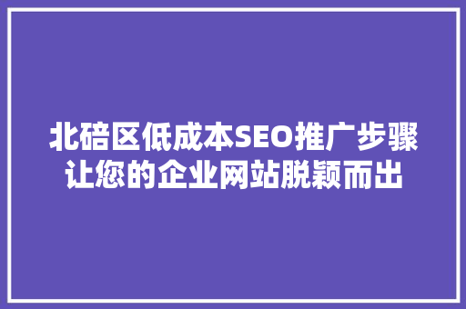 北碚区低成本SEO推广步骤让您的企业网站脱颖而出 SEO关键词