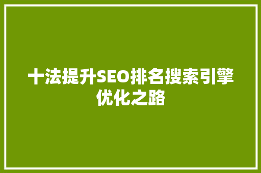 十法提升SEO排名搜索引擎优化之路 百度SEO