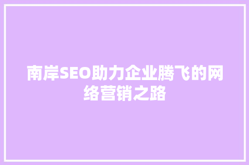 南岸SEO助力企业腾飞的网络营销之路 网站建设公司