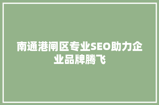 南通港闸区专业SEO助力企业品牌腾飞 必应SEO