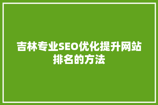 吉林专业SEO优化提升网站排名的方法 SEO关键词