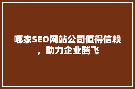 哪家SEO网站公司值得信赖，助力企业腾飞 SEO关键词
