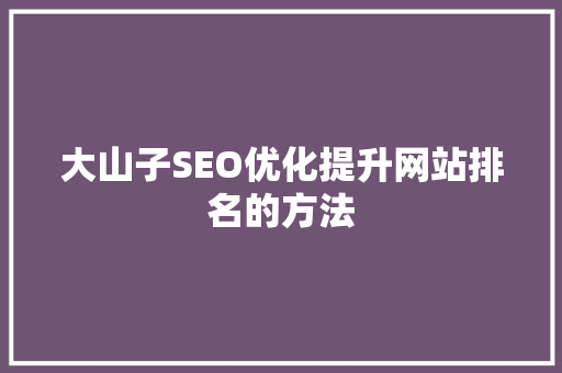 大山子SEO优化提升网站排名的方法 SEO关键词