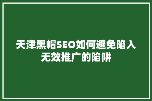 天津黑帽SEO如何避免陷入无效推广的陷阱 网站建设公司