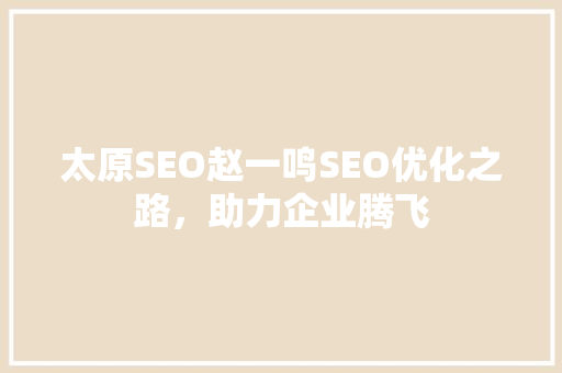 太原SEO赵一鸣SEO优化之路，助力企业腾飞 百度SEO