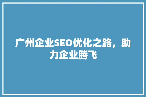 广州企业SEO优化之路，助力企业腾飞 网站建设公司