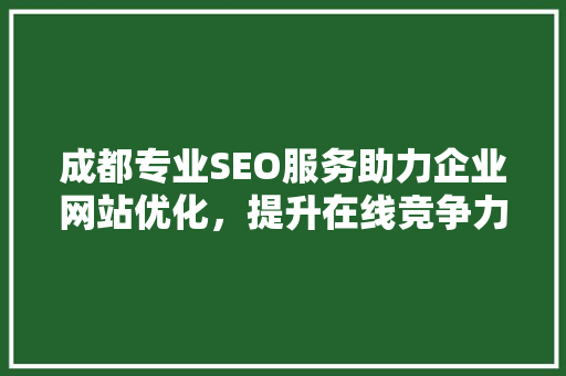 成都专业SEO服务助力企业网站优化，提升在线竞争力 网站建设公司