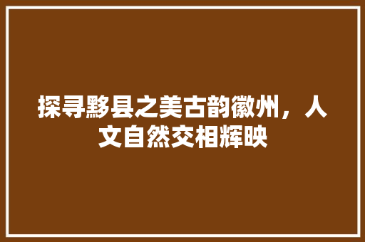 探寻黟县之美古韵徽州，人文自然交相辉映 百度SEO