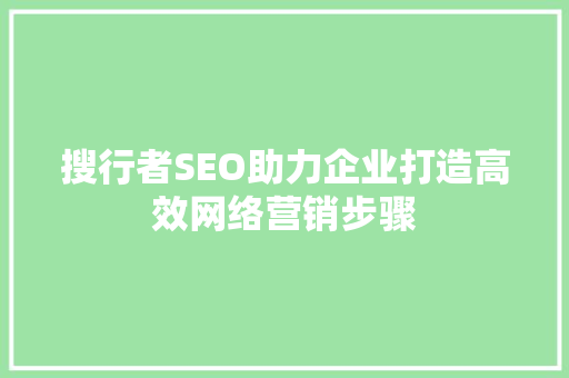 搜行者SEO助力企业打造高效网络营销步骤 网站建设公司